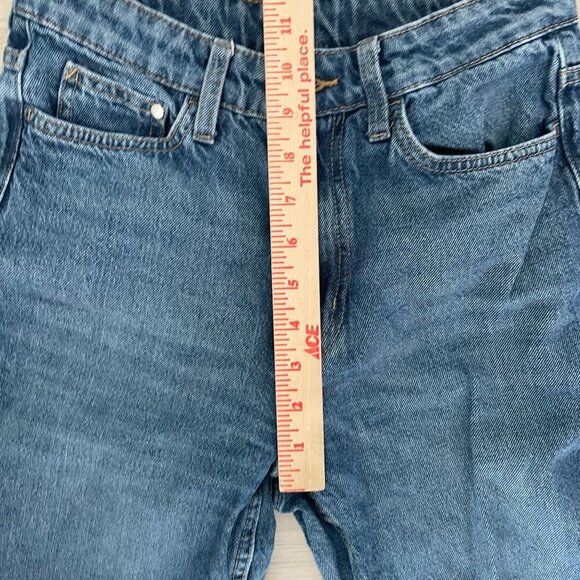 &Denim Raw Hem Ultra High Waist Wide Leg Jeans Womens Size 4 Blue Casual College - Picture 5 of 12